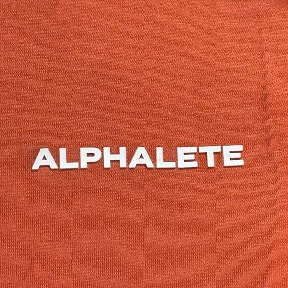 Alphalete Mens Athletic Orange Cotton Blend Short Sleeve Tee Shirt Sz L - Picture 3 of 3